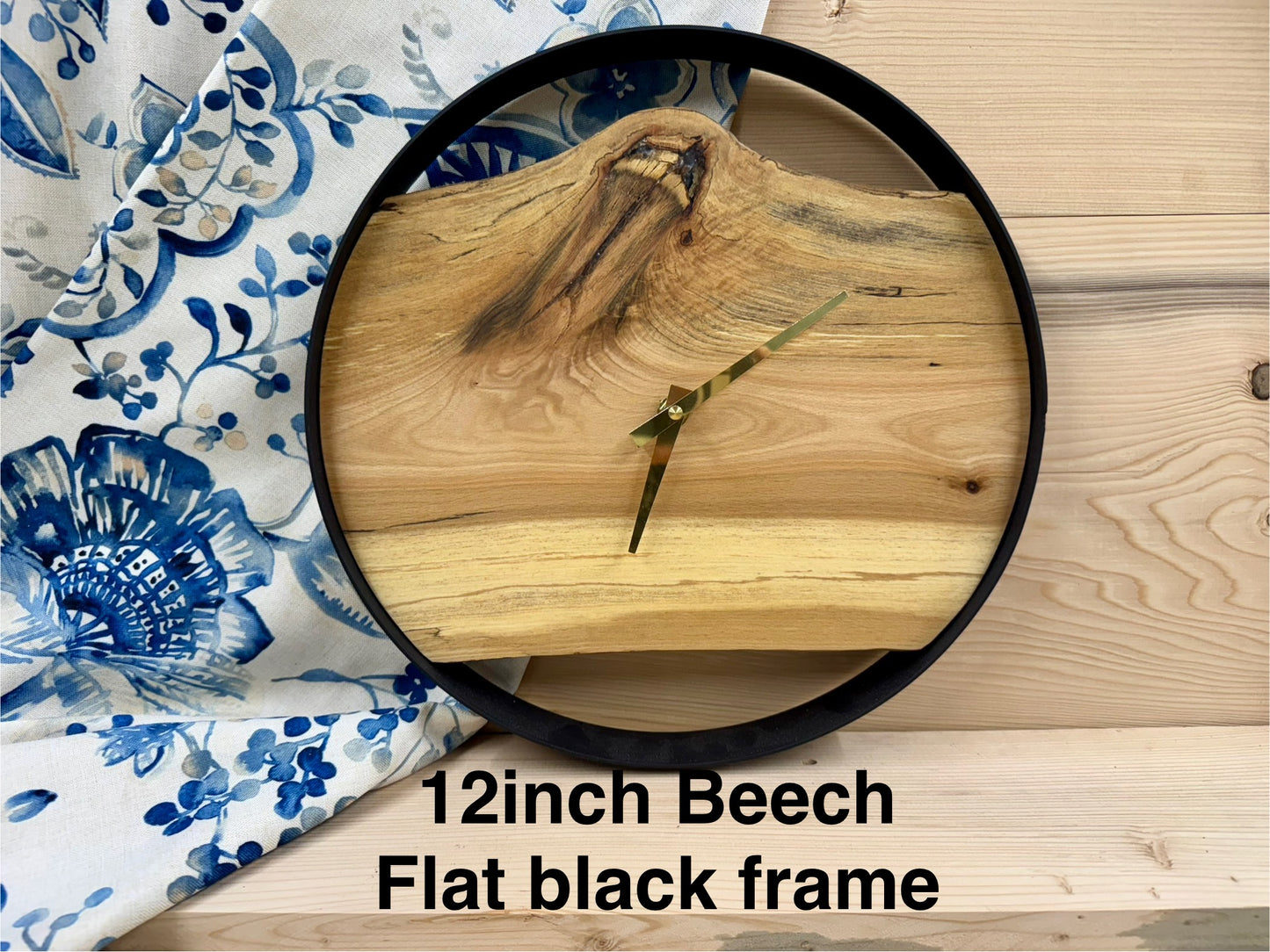 12" Beech Black Patina Frame Clock