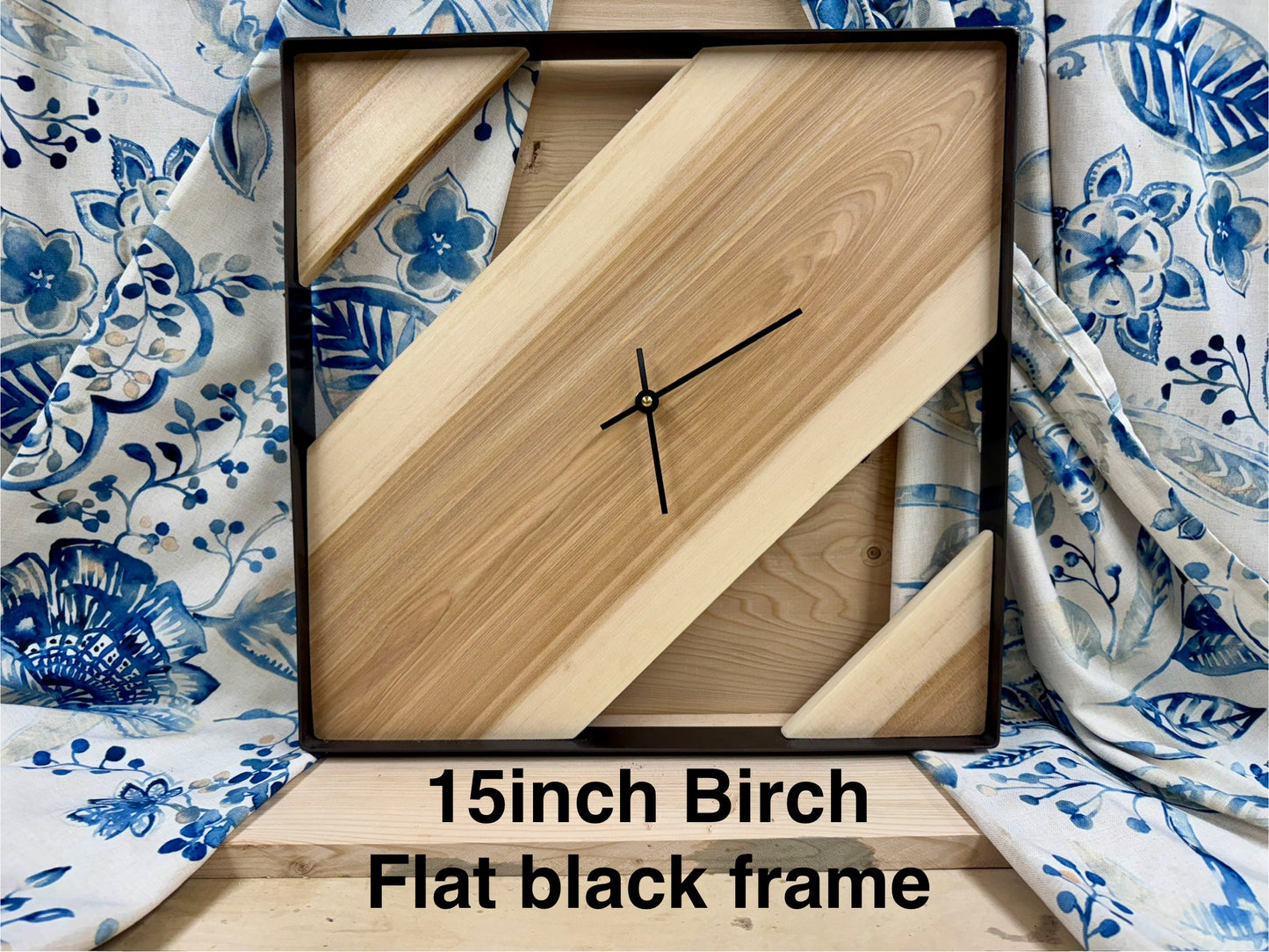 18" Birch Flat Black Patina Frame Clock