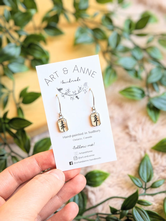 Hand Painted Mini Birch Bark Earrings