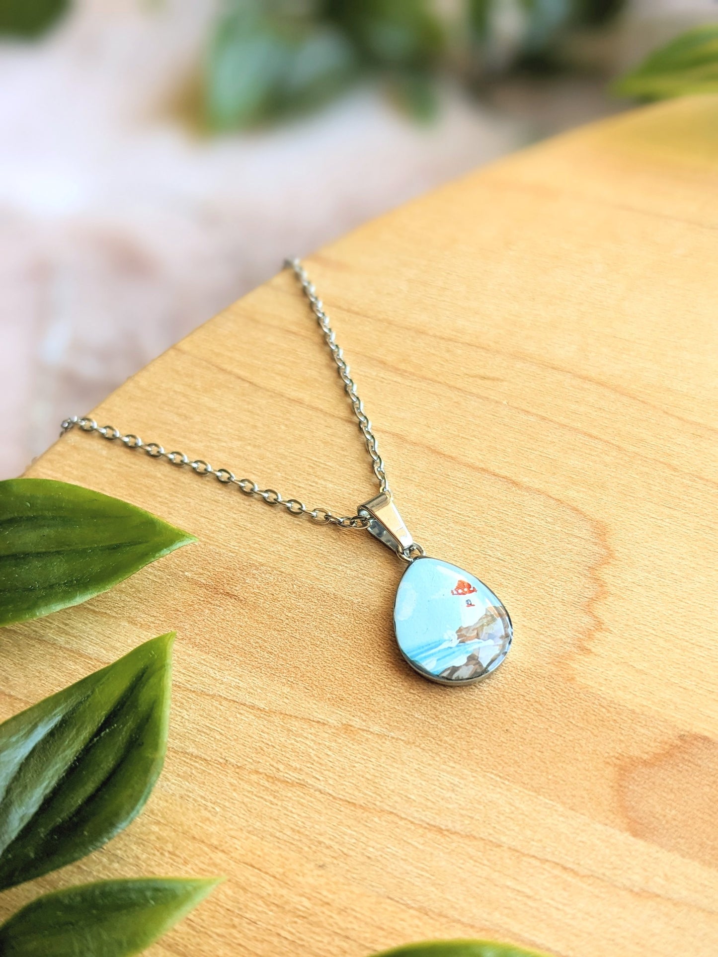 Hand Painted Lighthouse Necklace