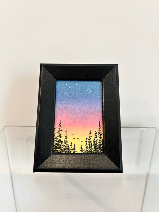 Miniature Framed Painting | Sunset Black frame