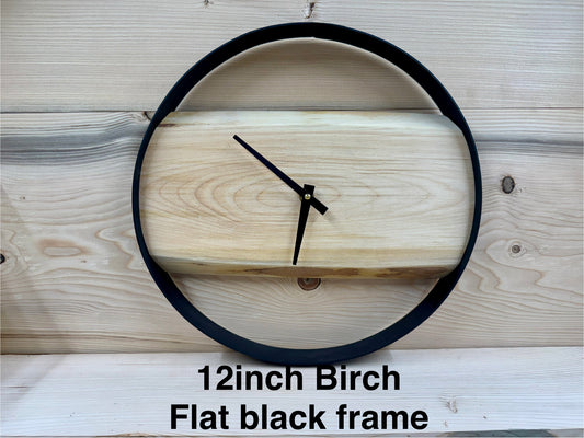 12" Birch Black Patina Frame Clock