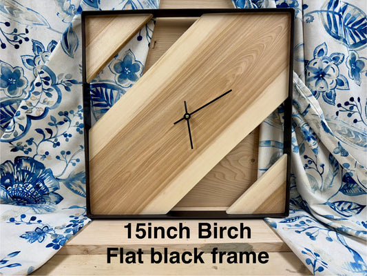 18" Birch Flat Black Patina Frame Clock