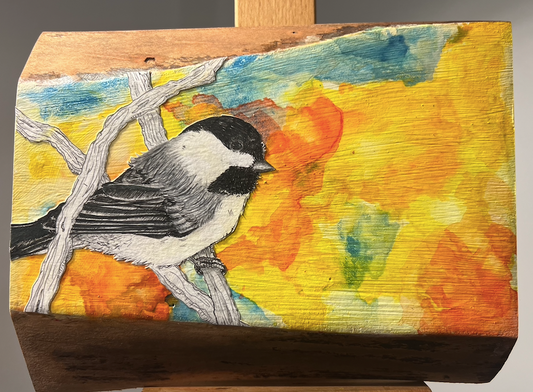 Fall Chickadee Bathed In Colours