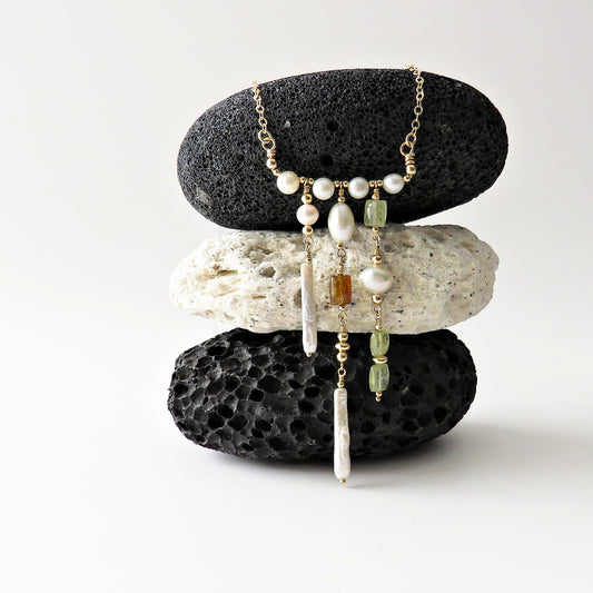 Pearls & Gemstone Cascade Necklace
