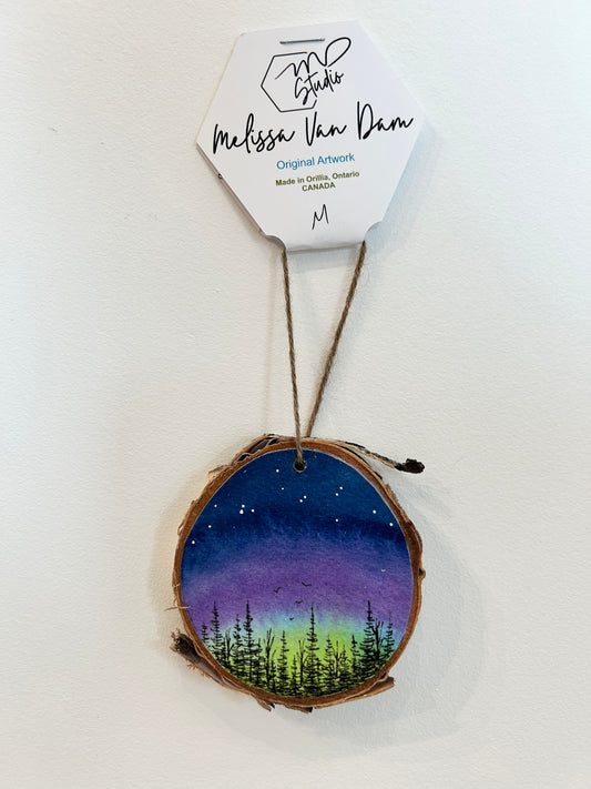 Painted Wood Ornaments | Purple