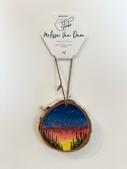 Painted Wood Ornaments | Blue