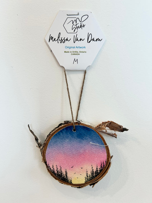 Painted Wood Ornaments | Pink