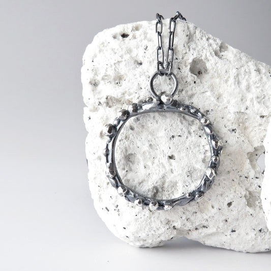 Textured Circle Pendant Necklace