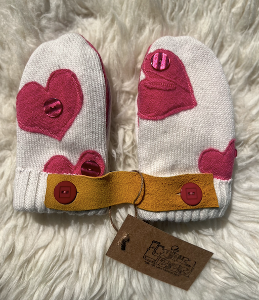 Up-cylced Pink Wool Mittens