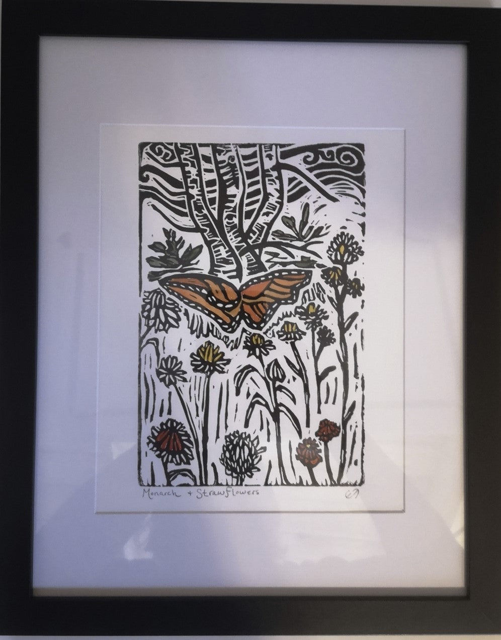 Monarch & Strawflowers