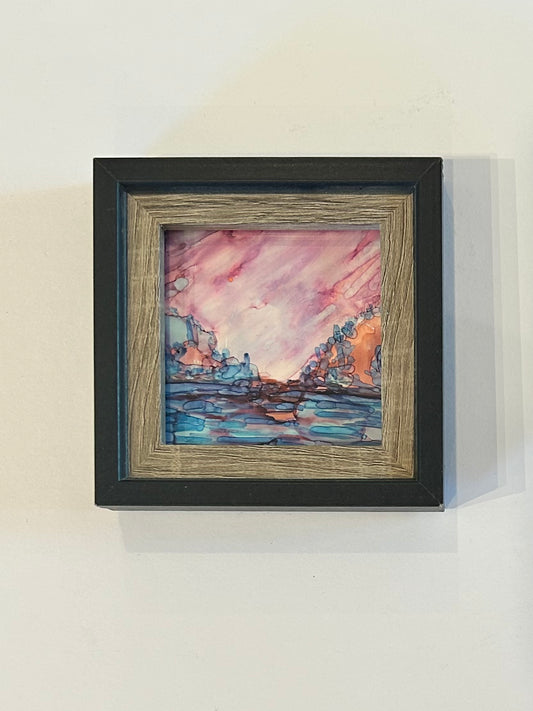 Mini framed pink art